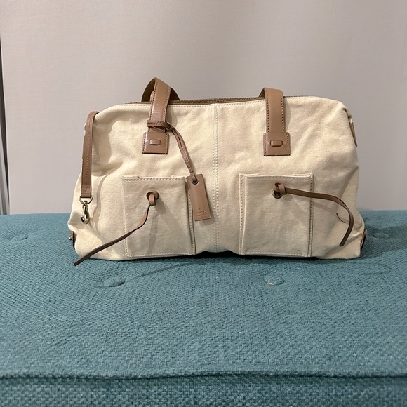 Gucci Bags Authentic Gucci Canvas Bag W Brown Leather Accent Poshmark
